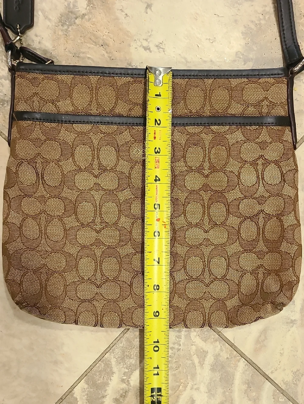 Coach Tan and Brown Signature Crossbody Bag